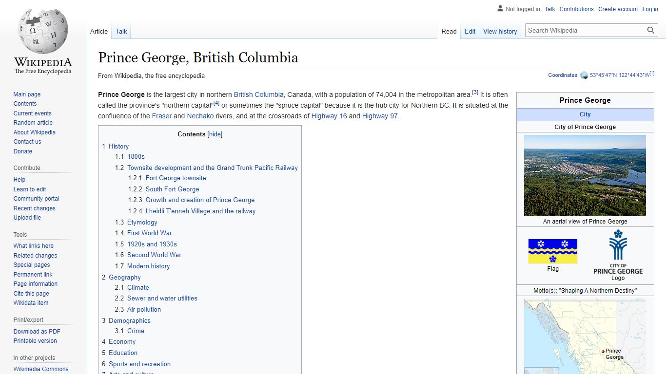 Prince George, British Columbia - Wikipedia