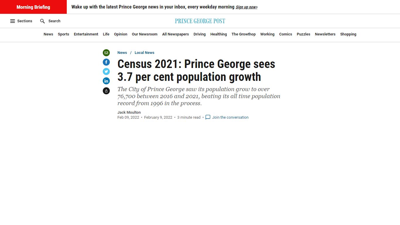 PG sees 3.7% population growth in past 5 years - Prince George Post ...